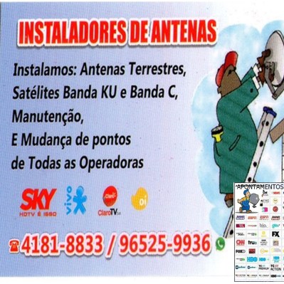 Instalação de antenas dígitais uhf e satélite banda c ou banda ku.