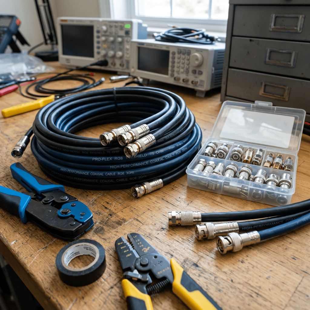 Cabos e conectores coaxiais de qualidade