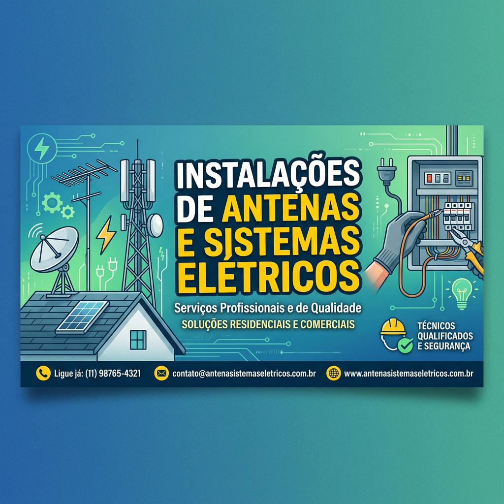 Advertisement for antenna and electrical system installation services with contact information